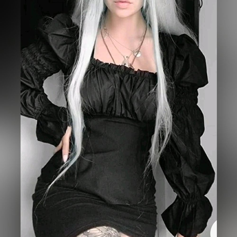 Chic Black Puff Sleeve Dress